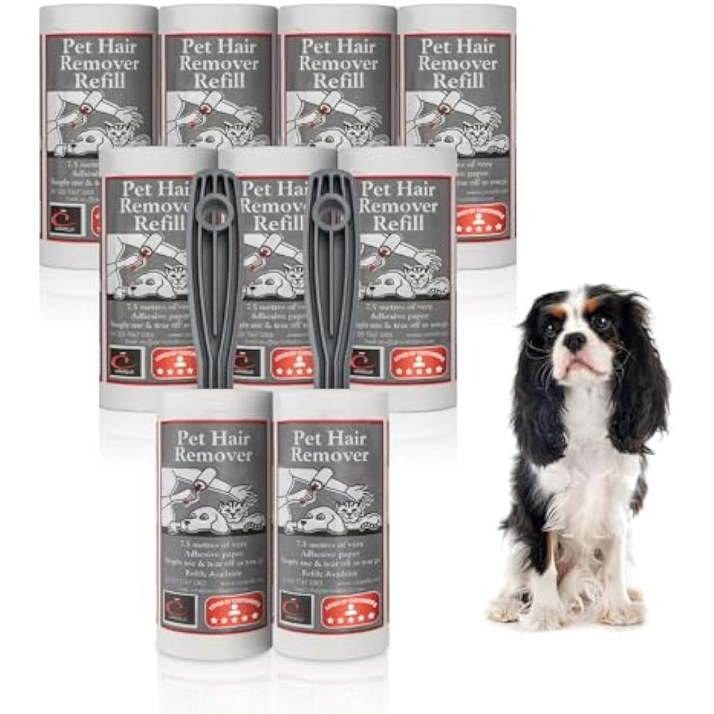 Caraselle Pet Hair & Lint Roller Set - 2 Rollers + 7 Refills, 7.5m Adhesive
