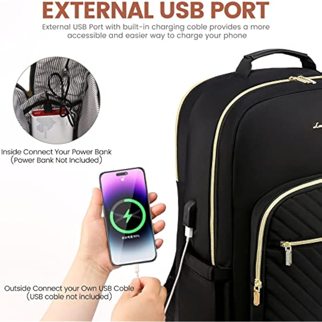 LOVEVOOK Laptop Backpack for Women | 15.6 Inch Waterproof Travel Bag
