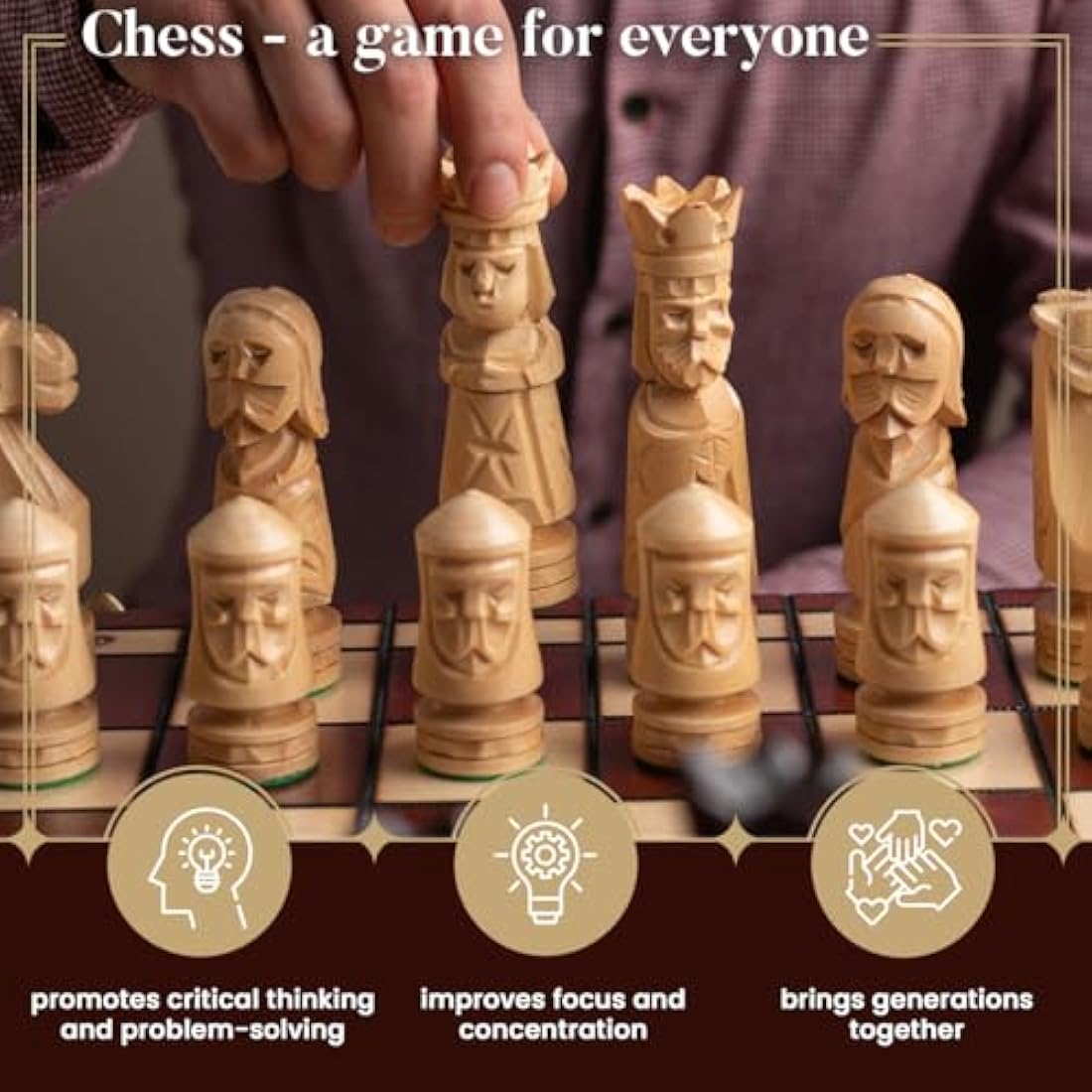 Castle Deluxe Wooden Chess Set – Handmade 20 Inch Board