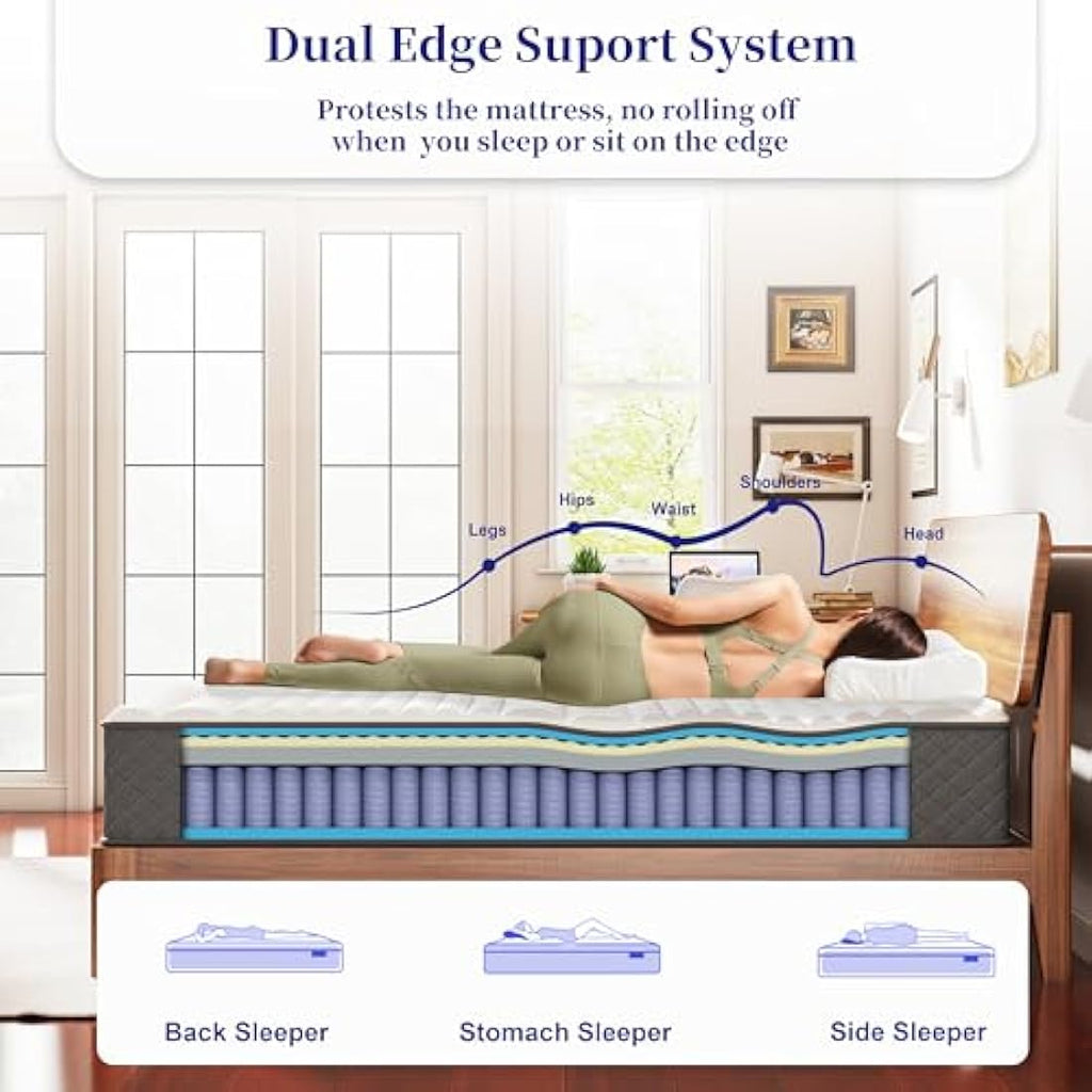Molphit Small Double Hybrid Mattress | 10 Inch Pocket Sprung & Memory Foam