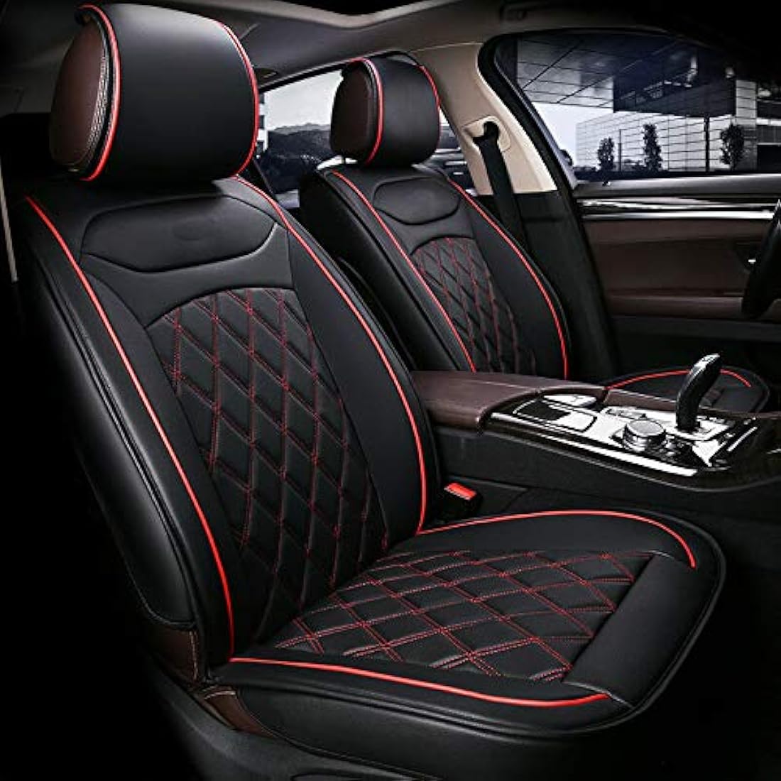 Universal Black PU Leather Car Seat Covers - Padded Cushions