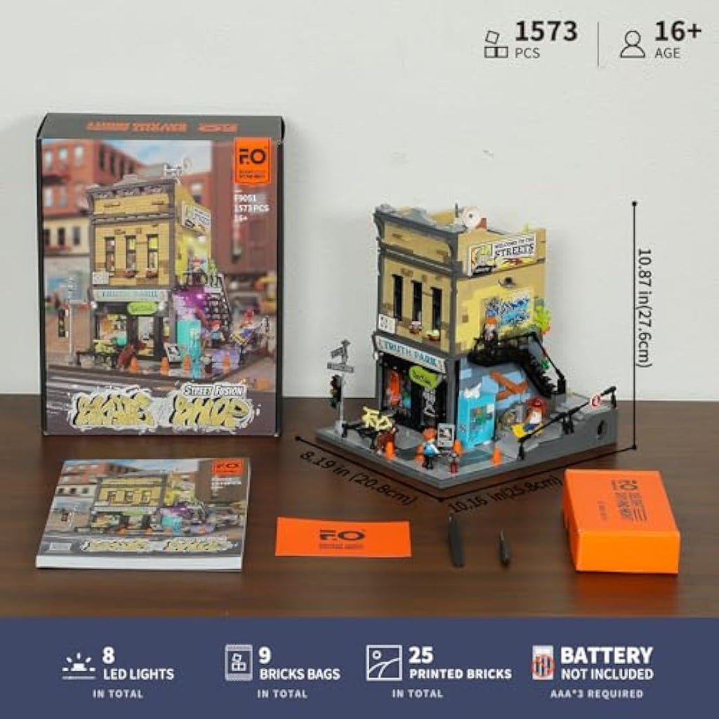 FUNWHOLE Skate Shop LED Building Kit – Modular City Street Fusion Set