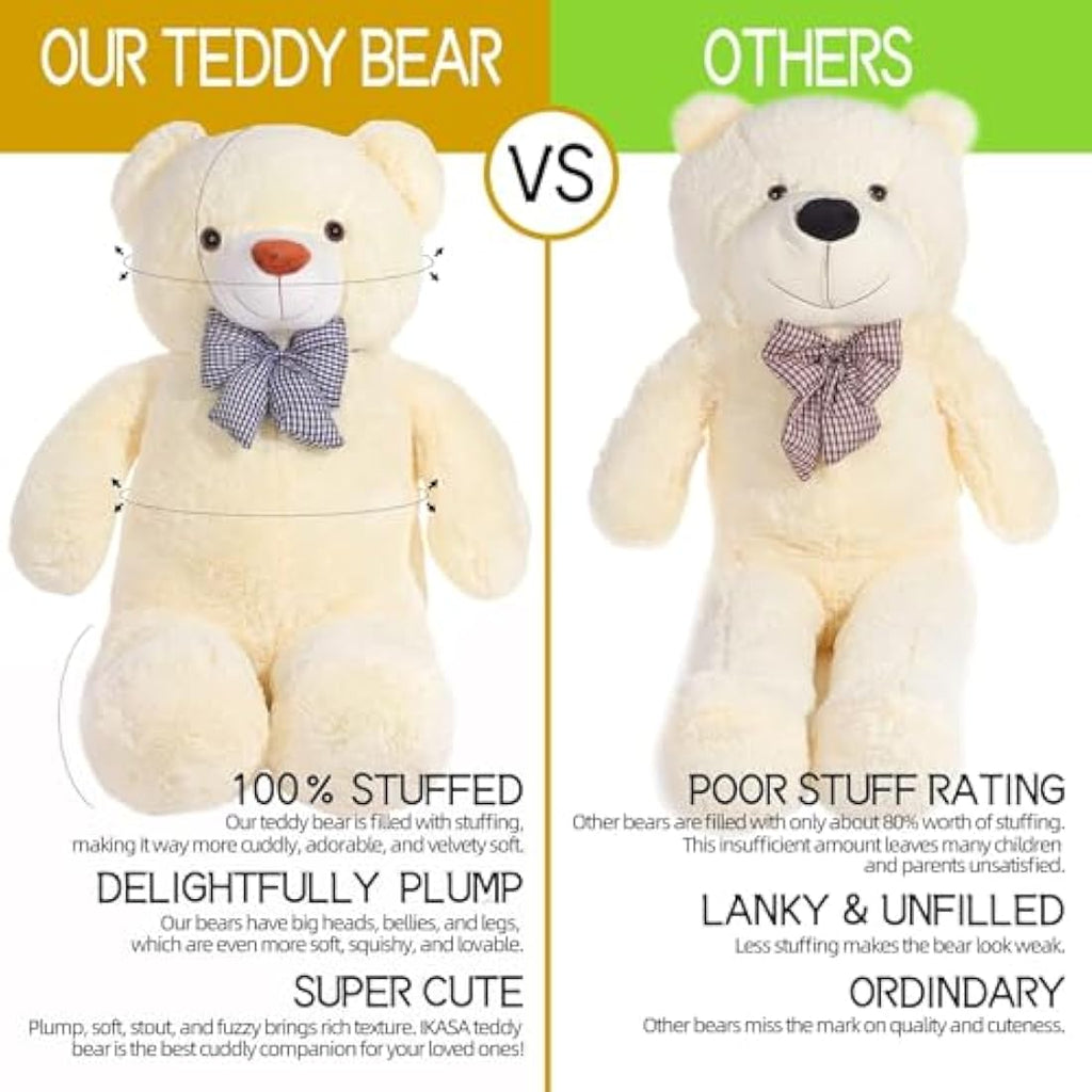 IKASA Giant Teddy Bear Stuffed Animal - 78cm Soft Plush Toy (White)
