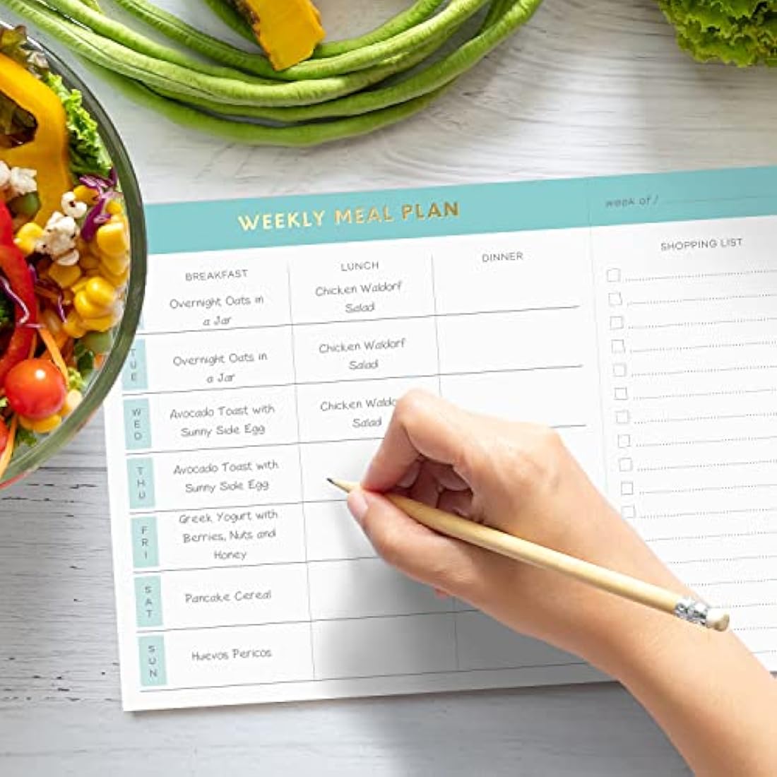 Sweetzer & Orange Weekly Meal Planner – Magnetic Grocery List Notepad, Teal