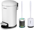 Skroad 3L Round Step Trash Can and Silicone Toilet Brush Set – White