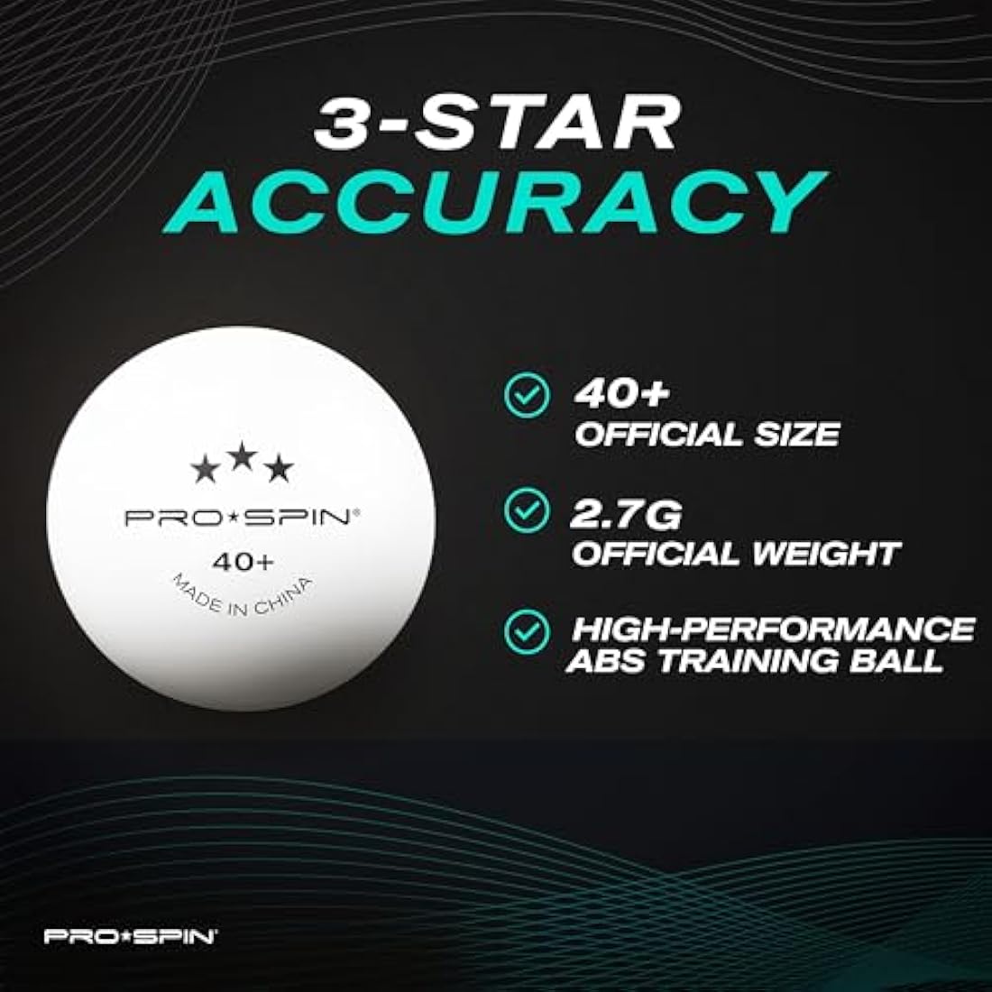 PRO SPIN 3-Star Table Tennis Balls – White 40+ ABS Training Balls