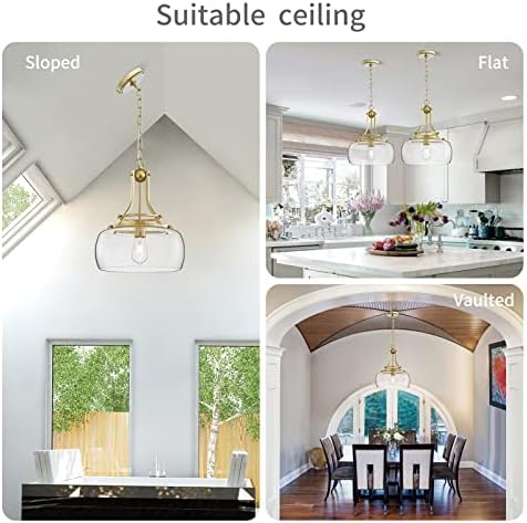 WUZUPS Industrial Gold Farmhouse Chandelier | Round Glass Pendant Light