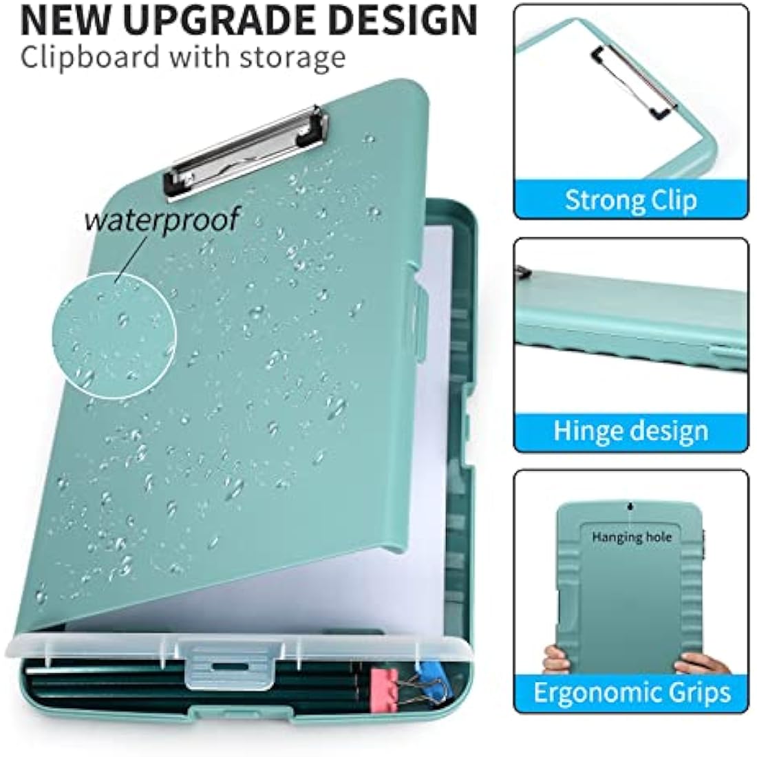 DMFLY Storage Clipboard – Heavy Duty A4 Case with Pen Holder, 200 Sheet Cap