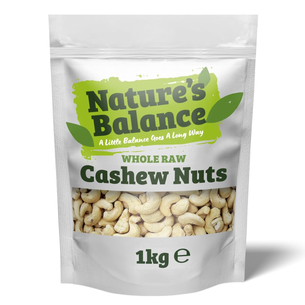 Natures Balance Raw Cashew Nuts 1kg – Whole Unsalted Bulk Cashews