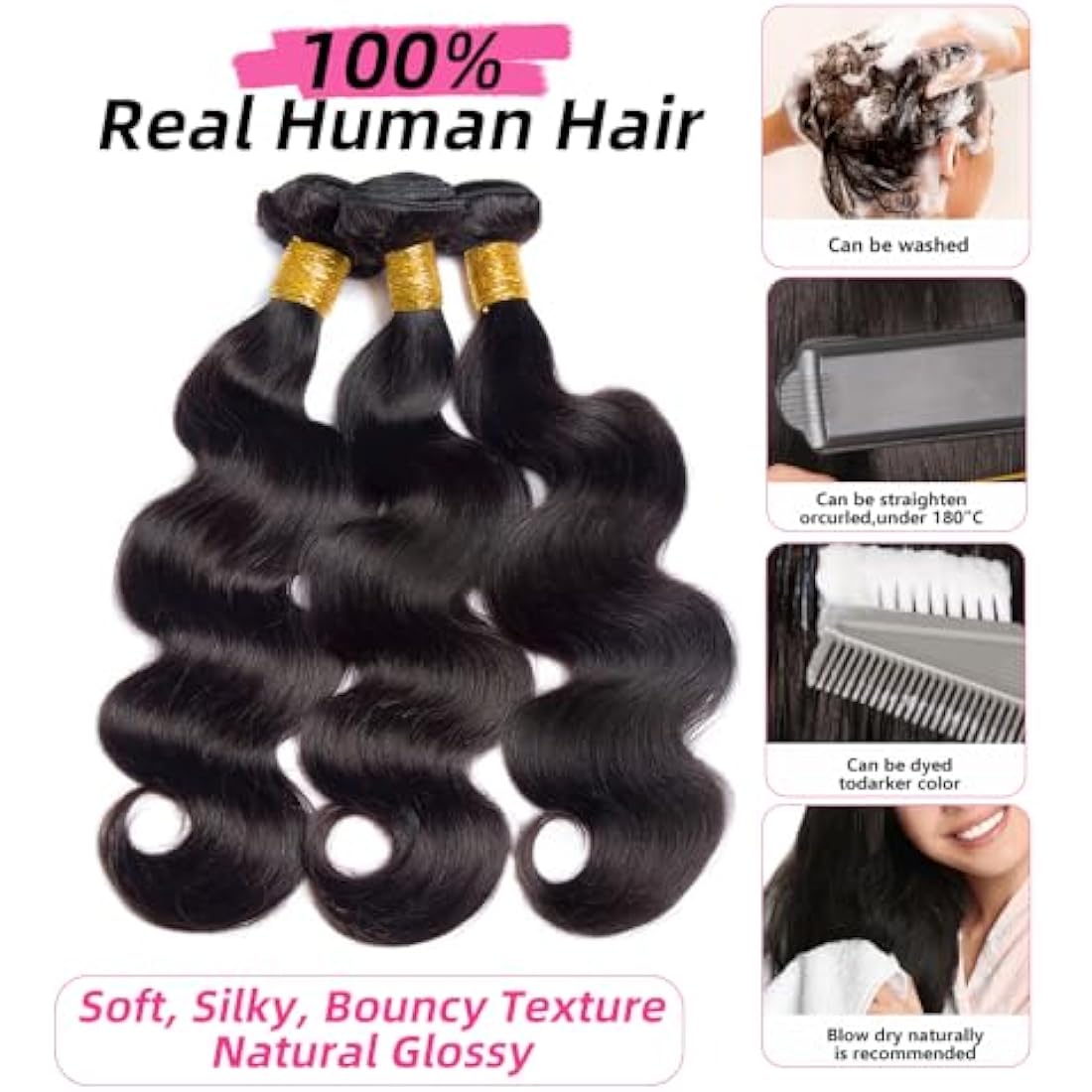 Jolof Store Brazilian Body Wave Human Hair Bundles - 12A Virgin Hair