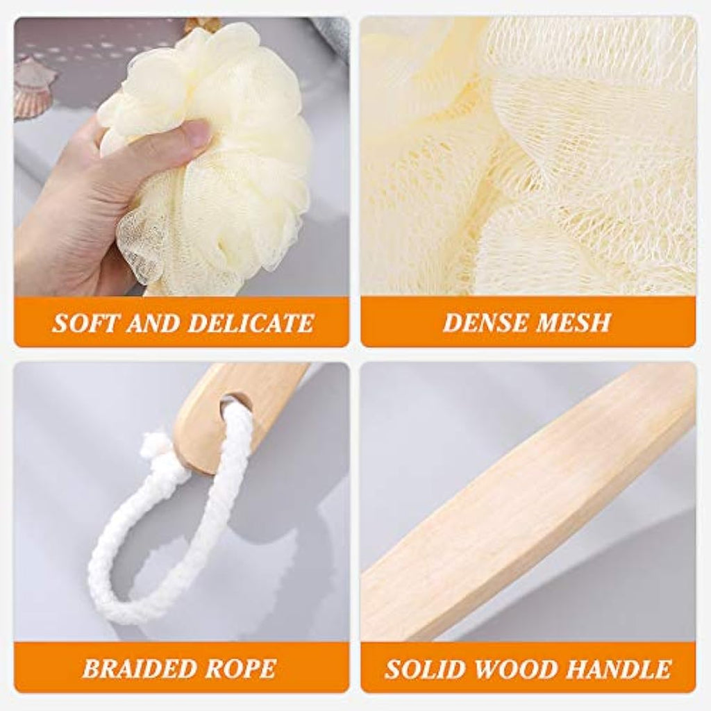 Healifty Back Scrubber – Long Handle Natural Loofah Shower Brush for Body