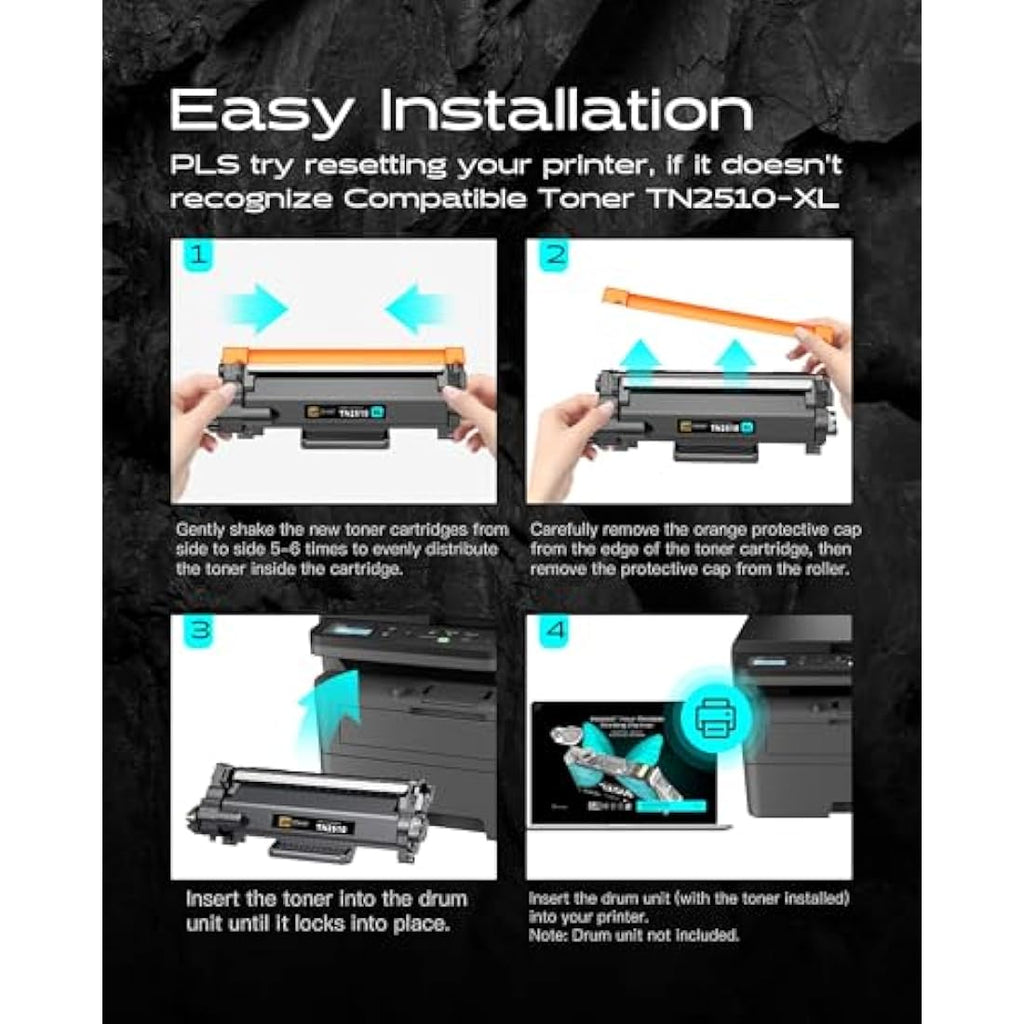 iNKPAD TN2510XL High-Yield Toner Cartridge for Brother Printers | 2-Pack Black