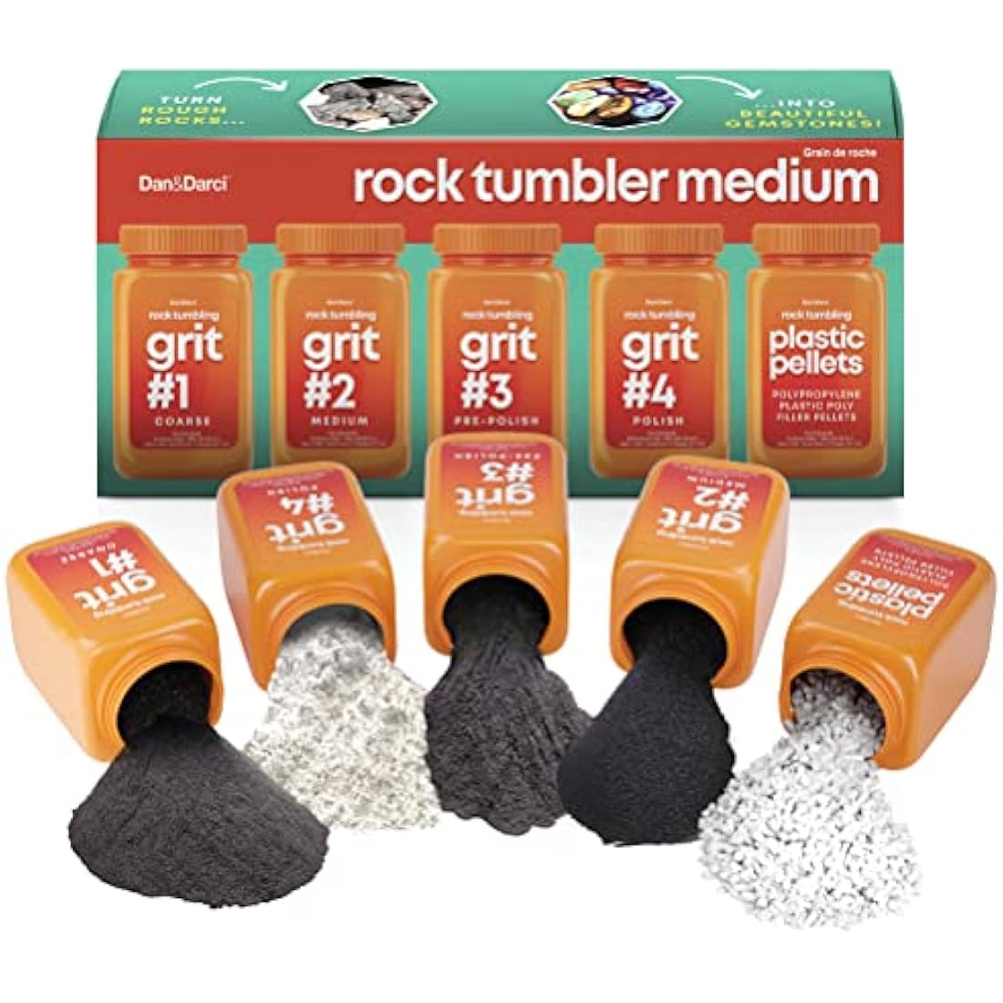 Dan&Darci Rock Tumbler Grit Refill Kit | 3.5lb 4-Step Media & Pellets