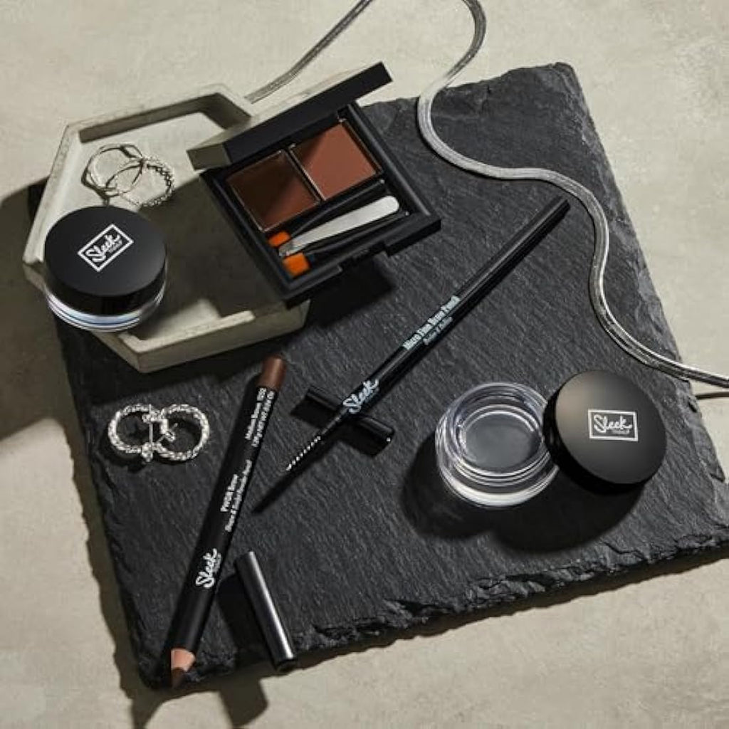 Sleek MakeUP Brow Kit - Waterproof Wax and Powder with Tweezers, Medium
