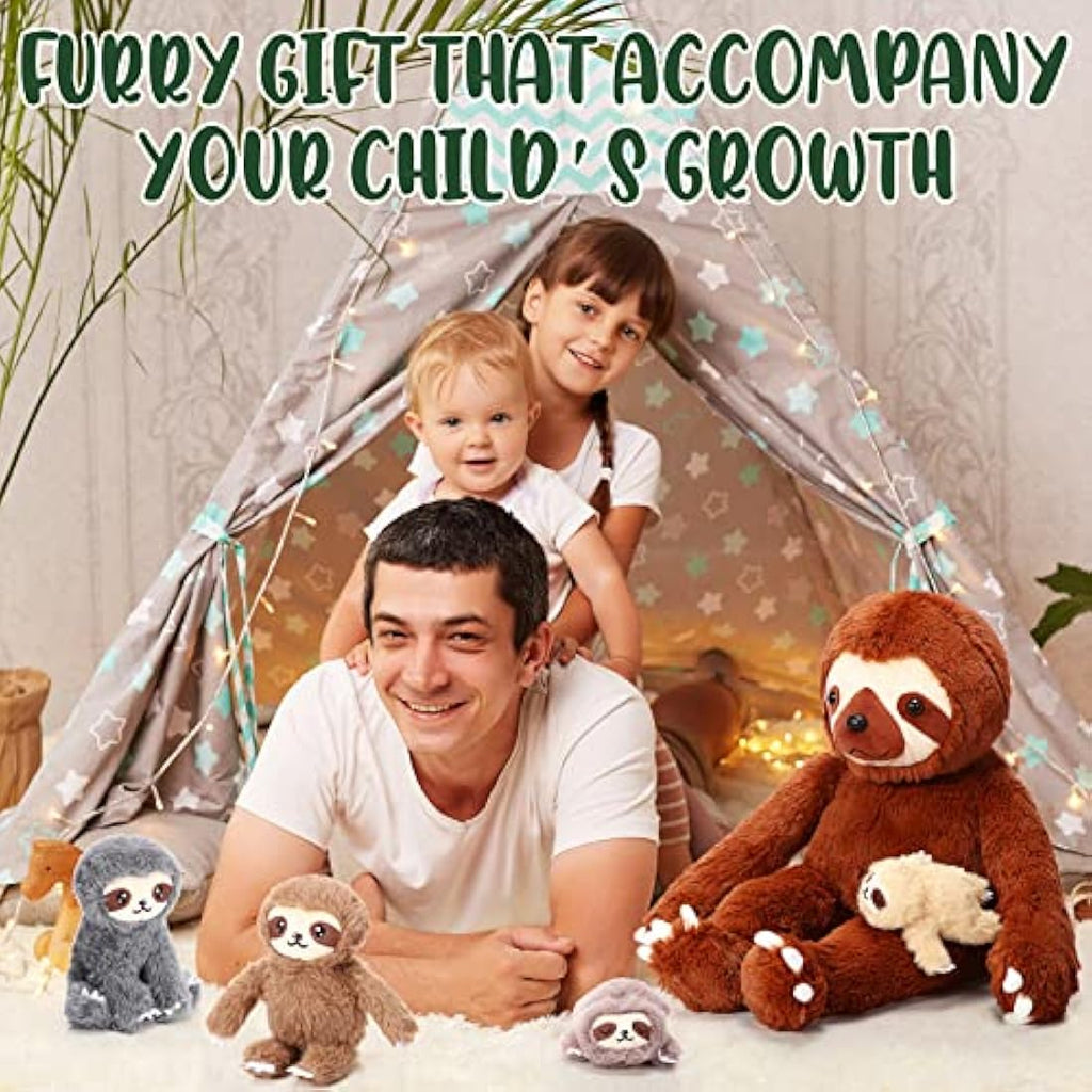 5-Piece Sloth Plush Toy Set – 13" Mommy and Baby Stuffed Animals