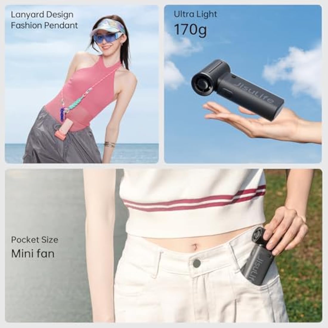 JISULIFE Life9 Handheld Turbo Fan | 5000mAh Rechargeable Mini Fan – Black