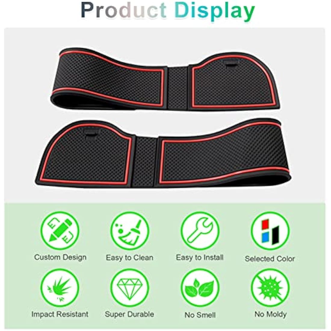 Gafat Non-Slip Rubber Interior Mats for VW UP & Skoda Citigo – Red
