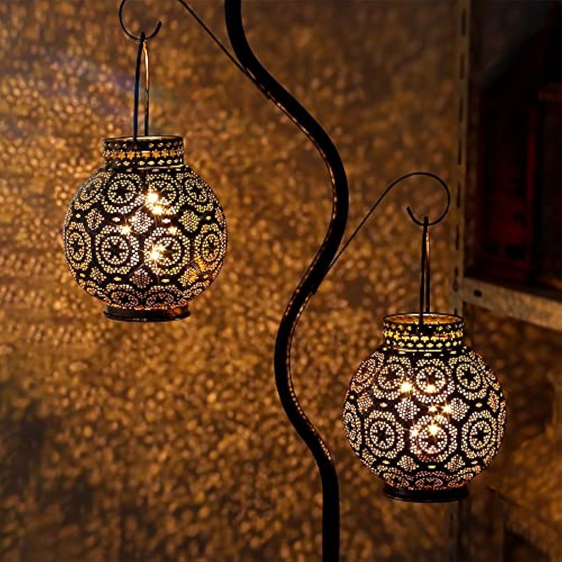 TRIROCKS Moroccan Metal Table Lamp Set – Battery Powered LED Lanterns