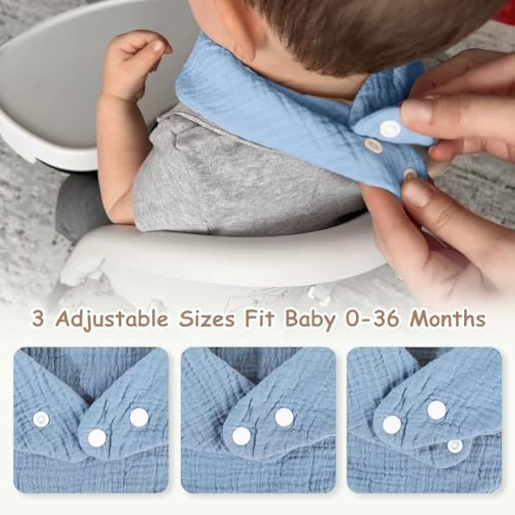 Yoofoss Muslin Baby Bibs | 10-Pack 100% Cotton Drool Bandana Bibs