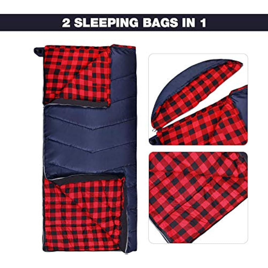 REDCAMP Cotton Flannel Sleeping Bag – 3-Season Adult Envelope Design