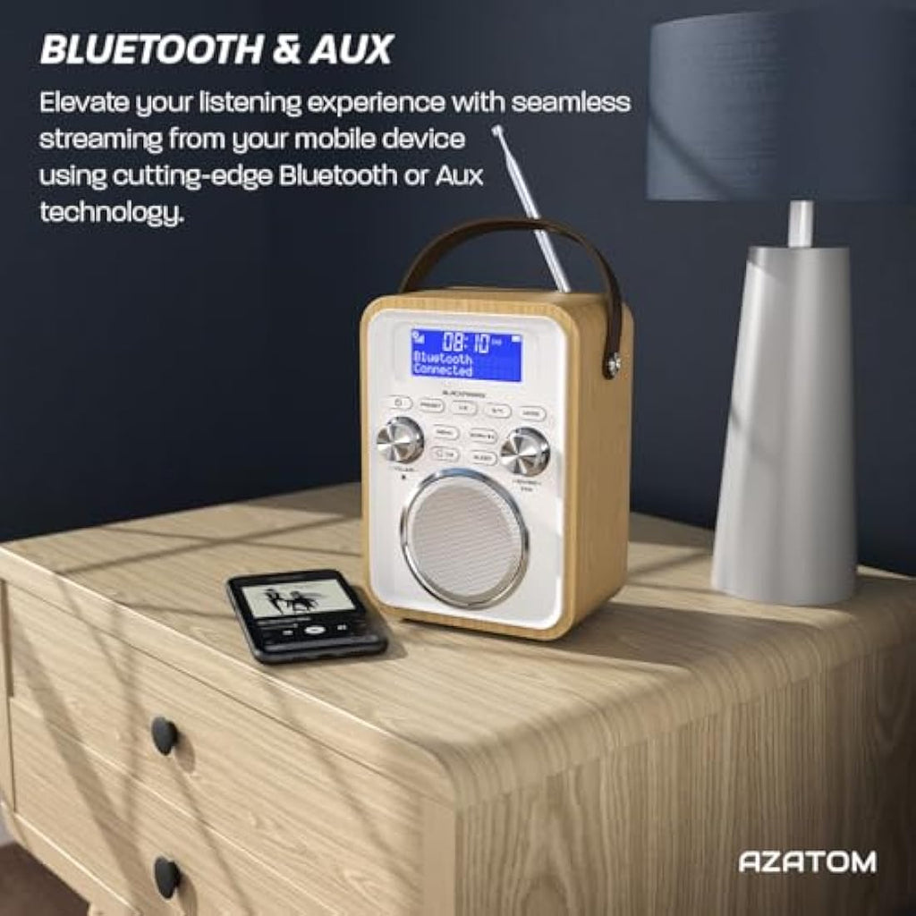Azatom Blackfriars 2 Portable DAB/DAB+ & FM Radio with Bluetooth – Oak