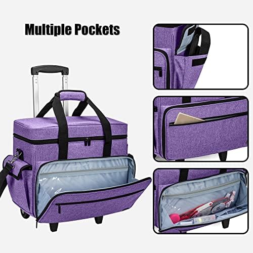 Sewing Machine Trolley Bag | Rolling Case with Wood Pad