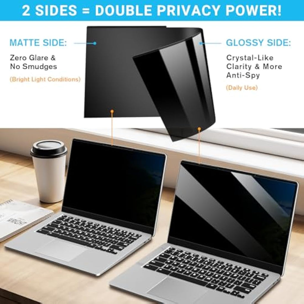 ZOEGAA 14 Inch Magnetic Laptop Privacy Screen | Blue Light Blocking