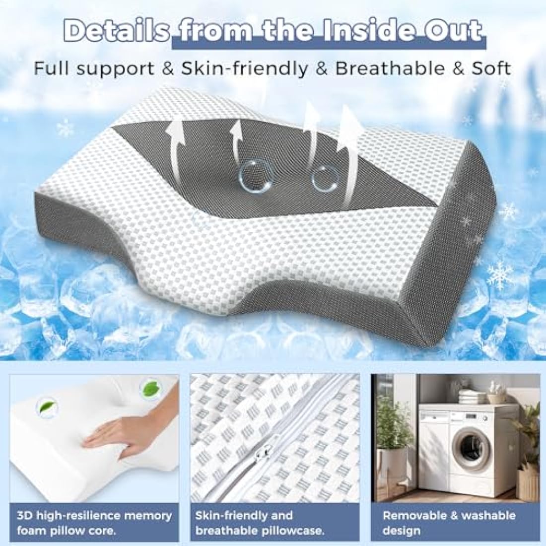 Hydomi Memory Foam Cervical Pillow | Orthopedic Neck Support