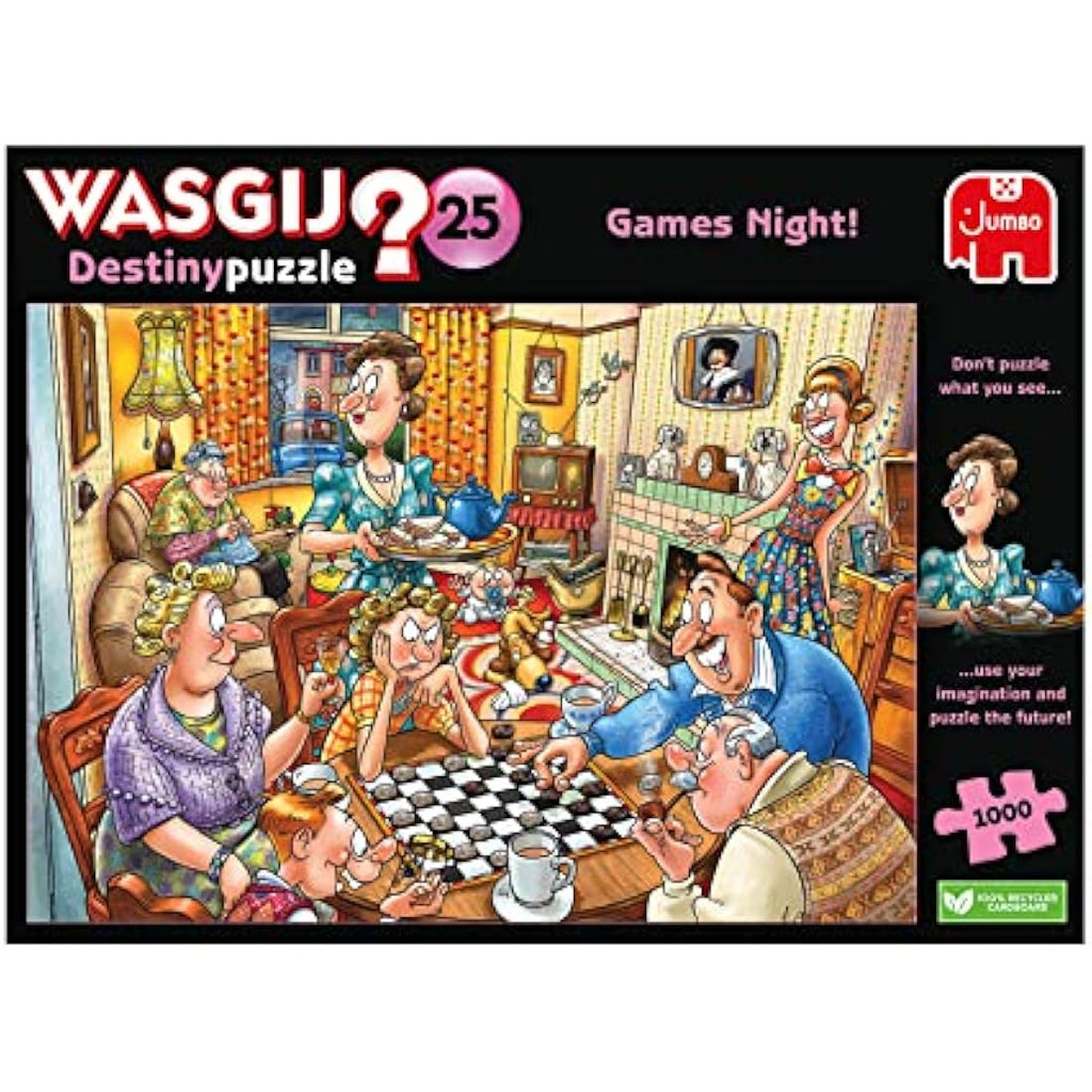 Wasgij Destiny 25 Games Night 1000 Piece Jigsaw Puzzle - Recycled Board