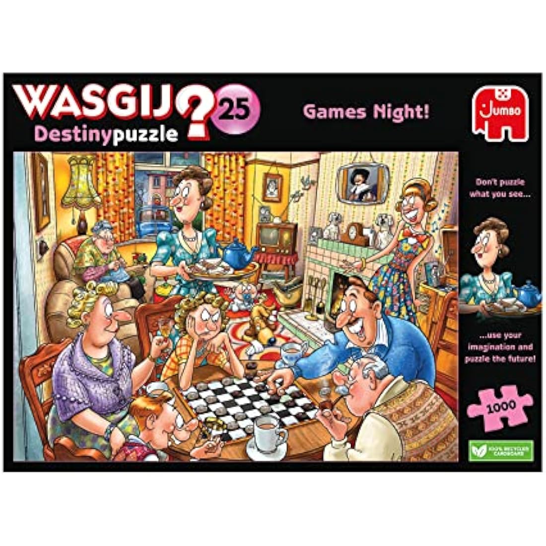 Wasgij Destiny 25 Games Night 1000 Piece Jigsaw Puzzle - Recycled Board