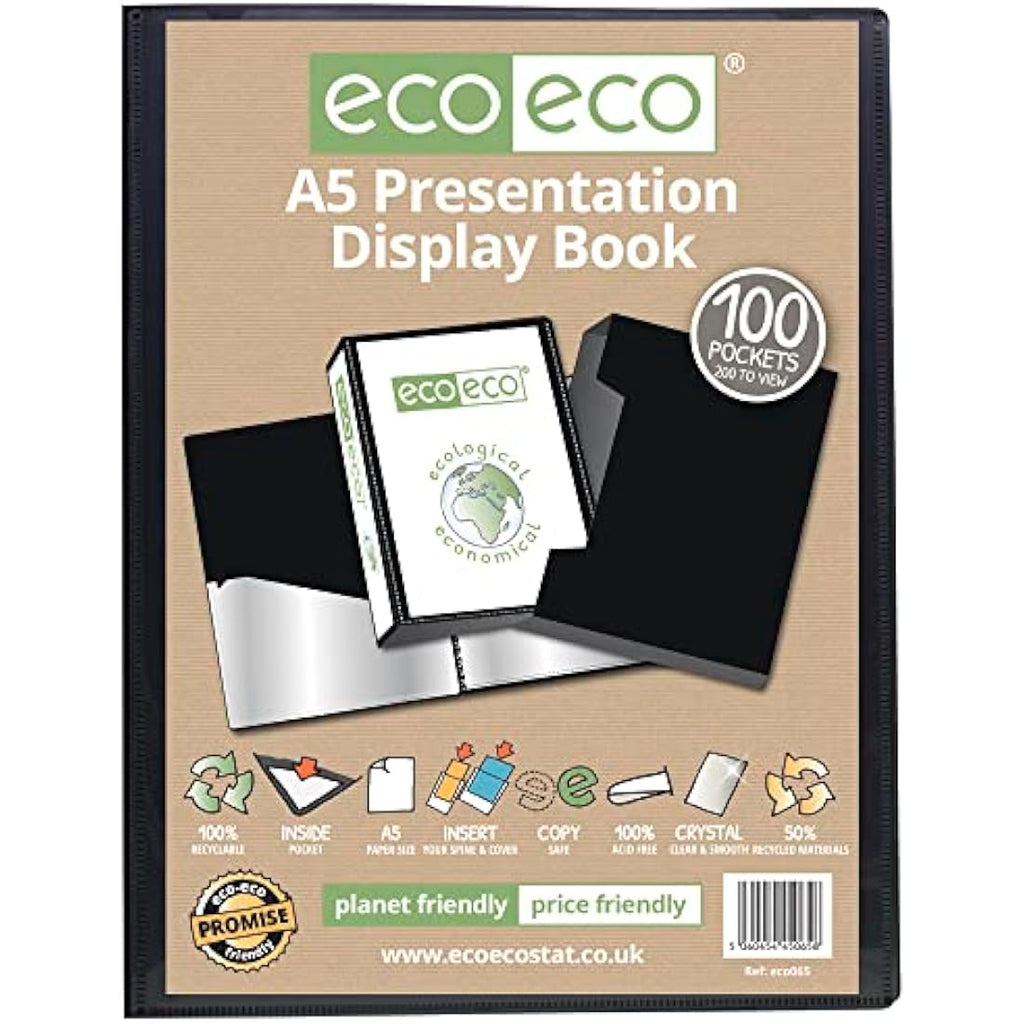 Jolof Store A5 Recycled 100 Pocket Presentation Display Book with Box