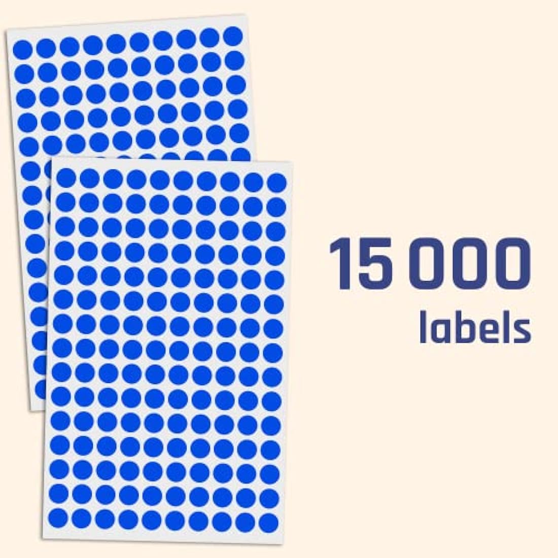 Jolof Store 10mm Round Blue Dot Stickers - 15,000 Self-Adhesive Labels
