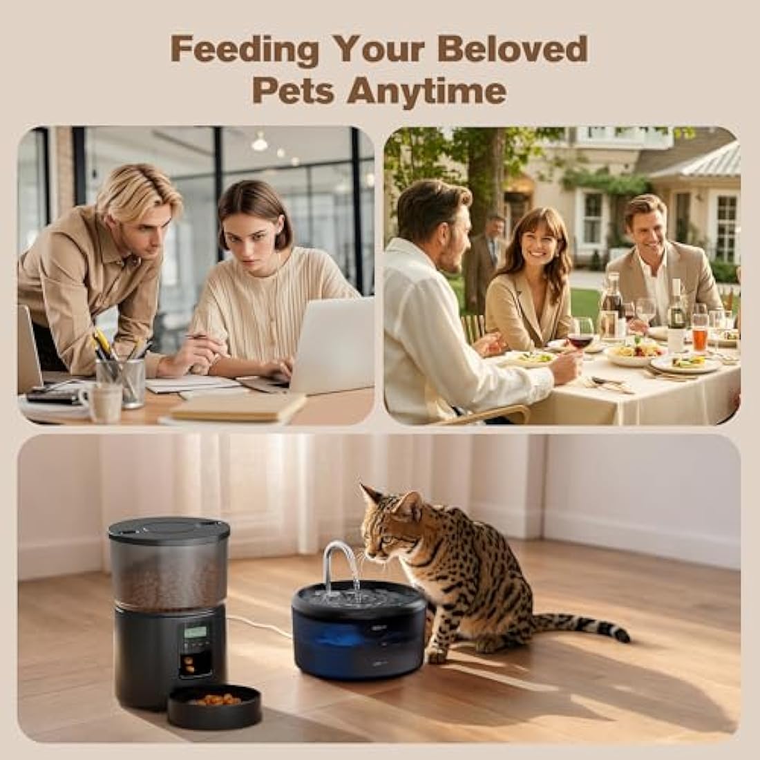 Automatic Cat Feeder and Water Fountain Set | 3L & 2.4L