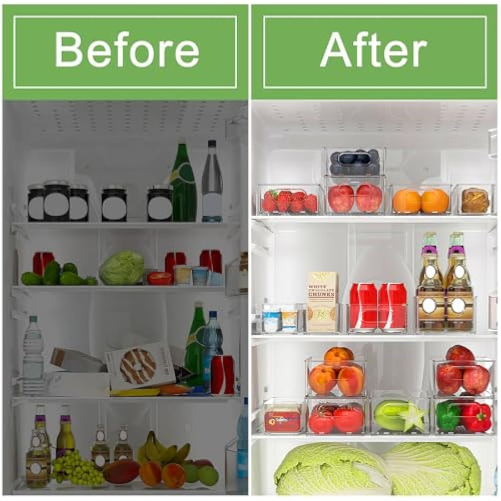Finew Fridge Organiser Set of 12 | Stackable Clear BPA-Free Storage Bins
