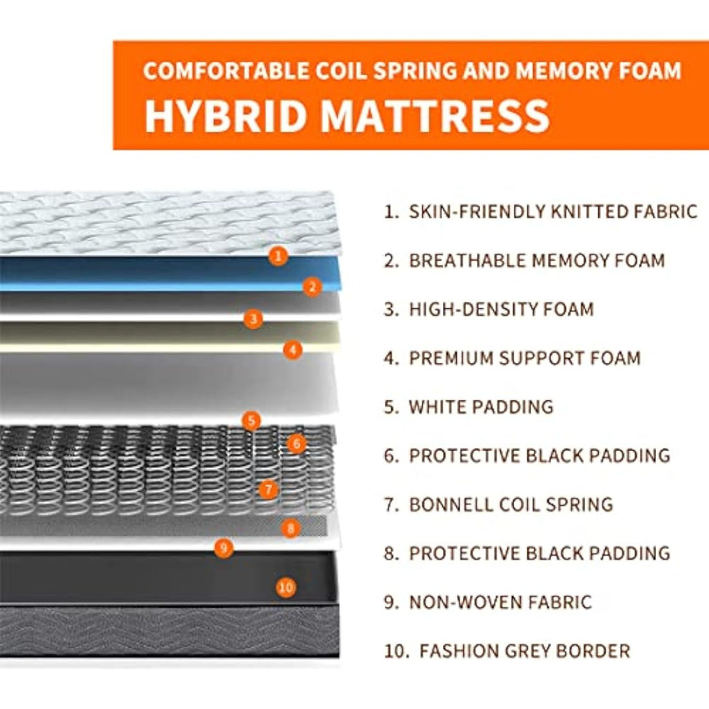 Good Nite Single Hybrid Mattress | 3FT Medium Firm Memory Foam Spring