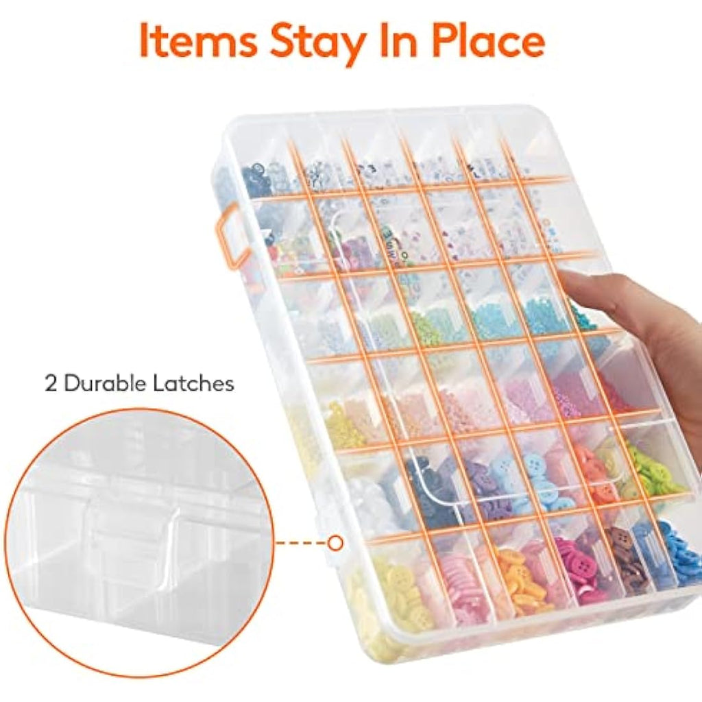 Lifewit 2-Pack 36 Grid Clear Plastic Organizer Box with Adjustable Dividers