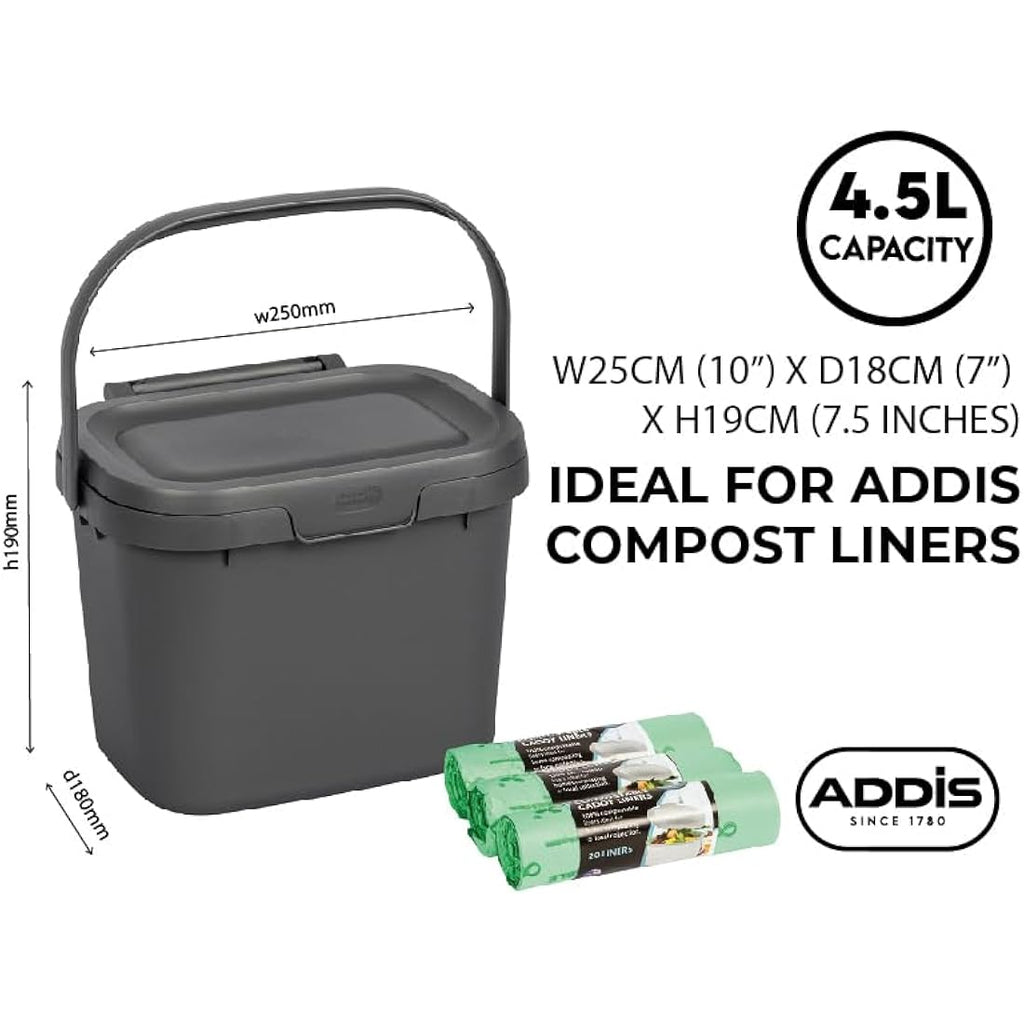 Addis 4.5L Kitchen Food Waste Compost Caddy – Recycled Plastic Eco Blue