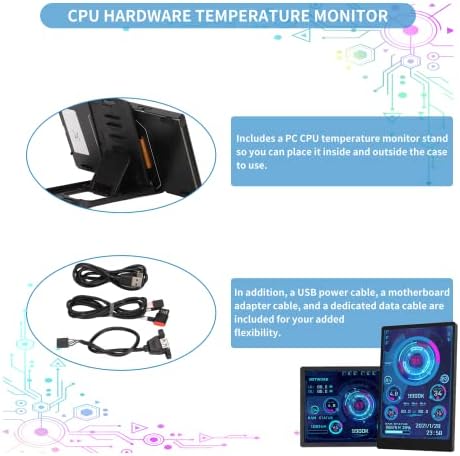 GOWENIC 3.5in IPS USB C PC Temperature Monitor – AIDA64 Data Display