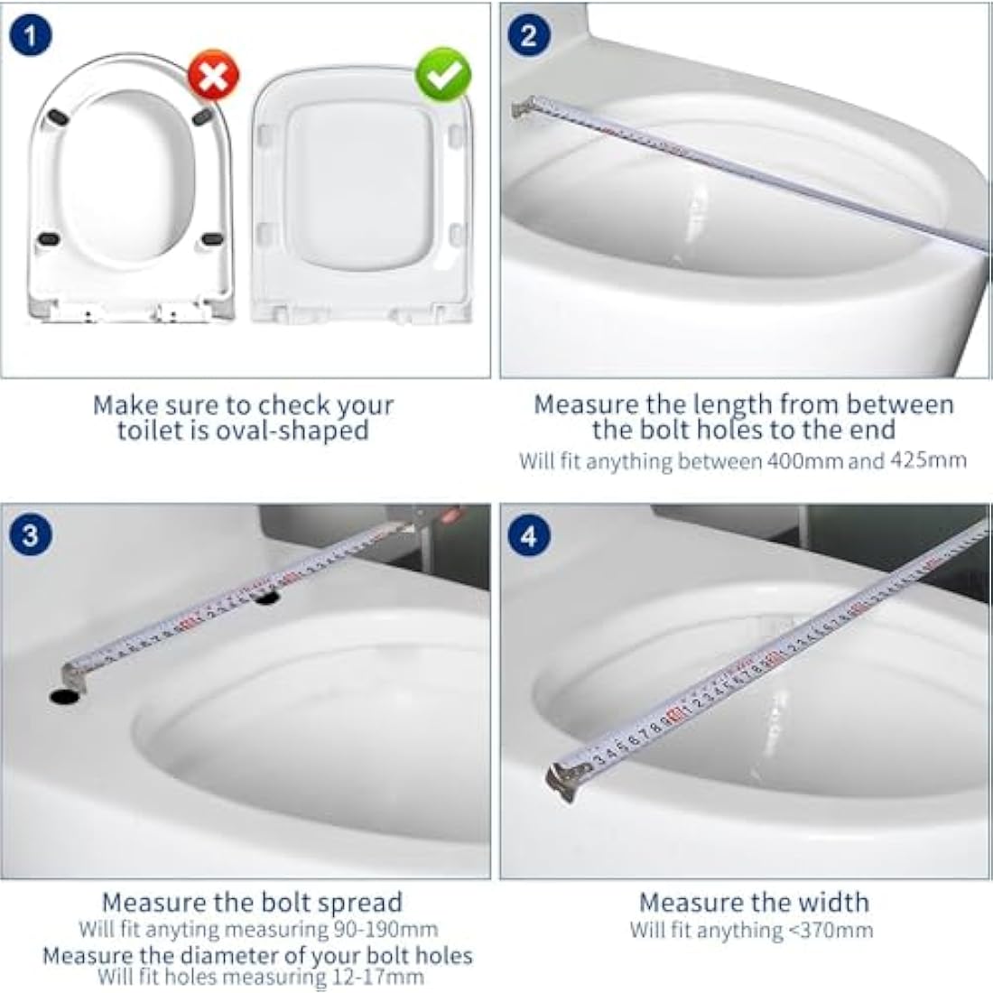 Mass Dynamic Square Toilet Seat – Soft Close & Quick Release, White