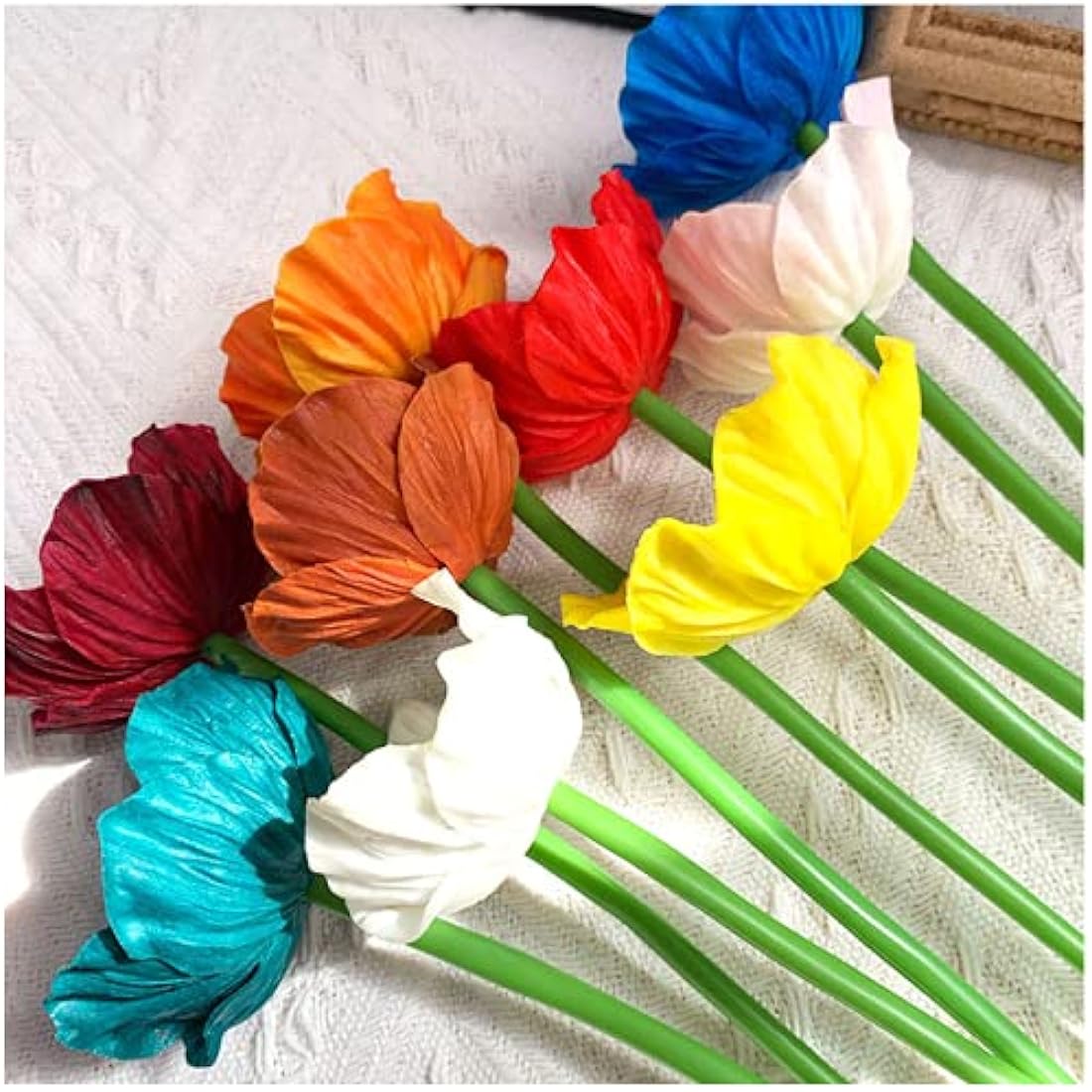 10 Stem Artificial Poppy Flowers | UV Resistant PU Wildflowers