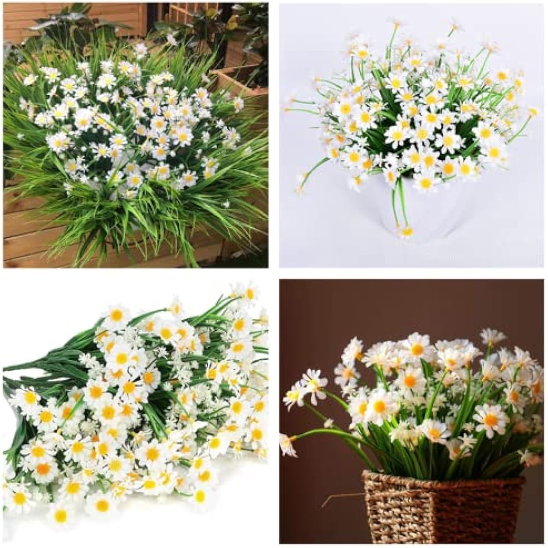 Jolof Store Artificial Daisy Flowers | 4PCS UV Resistant Faux Plants - White