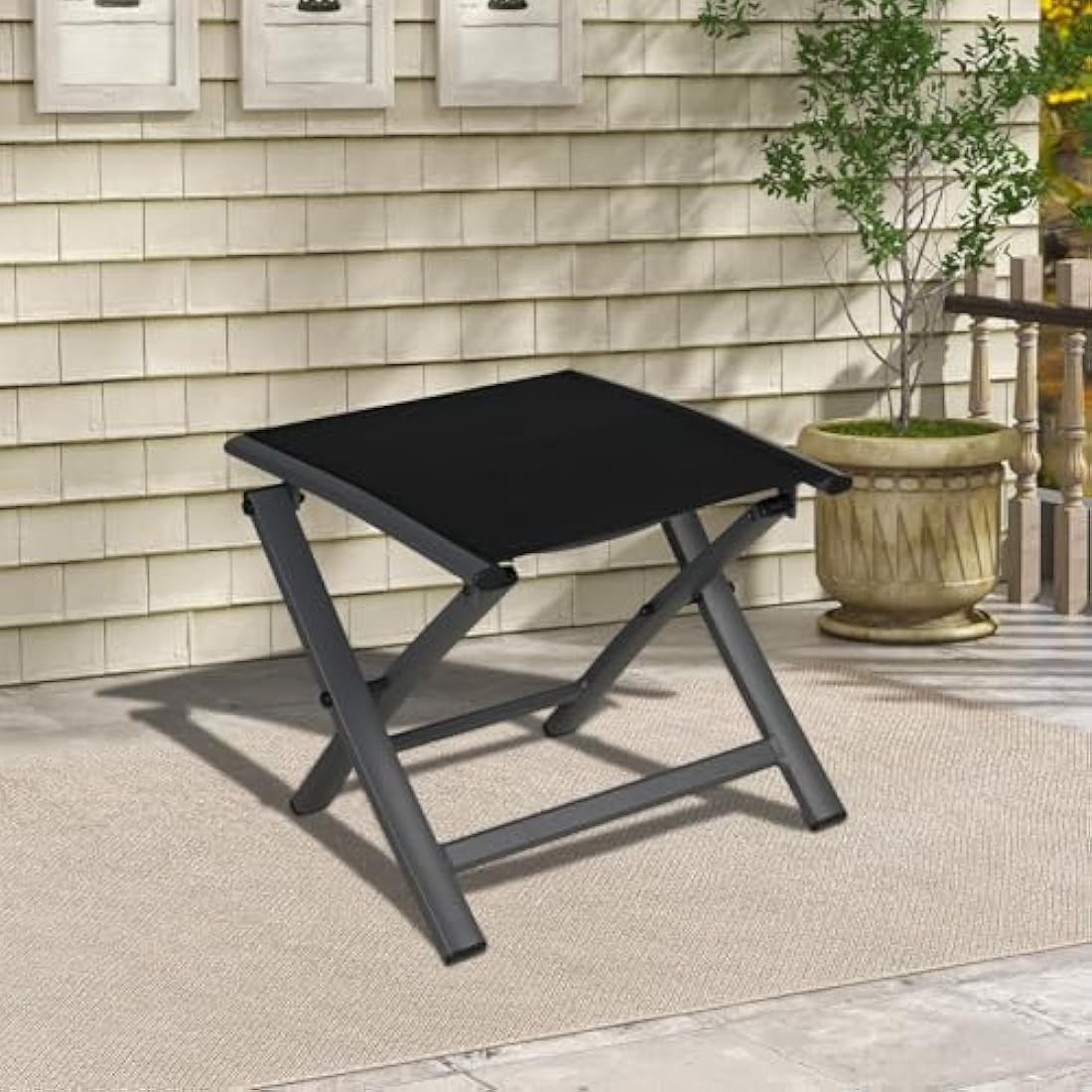 Folding Garden Footstool | Portable Aluminum Mesh Ottoman