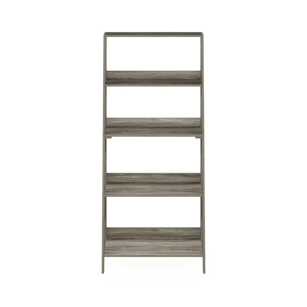 Furinno 5-Tier Ladder Bookcase | Modern Corner Display Shelf, French Oak