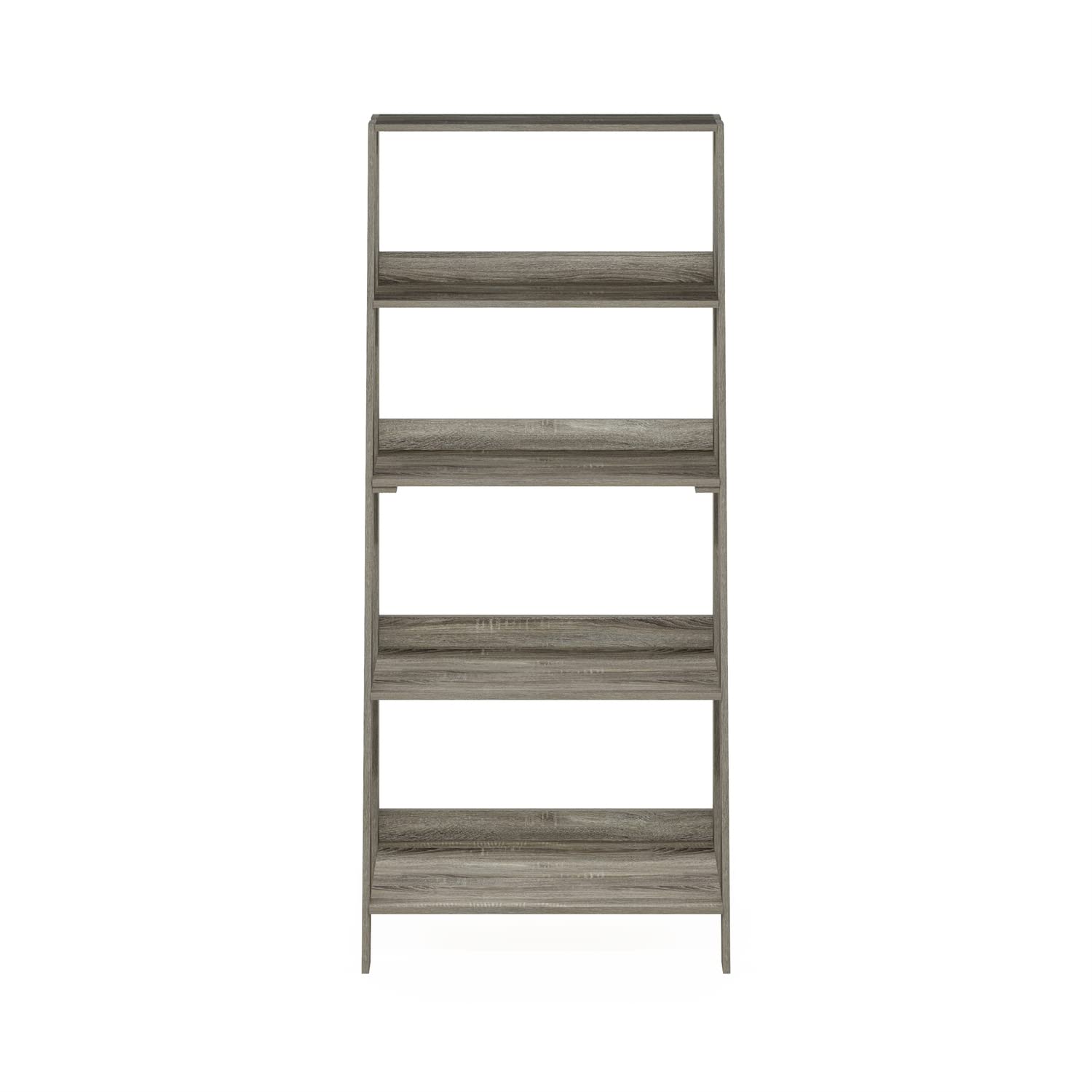 Furinno 5-Tier Ladder Bookcase | Modern Corner Display Shelf, French Oak