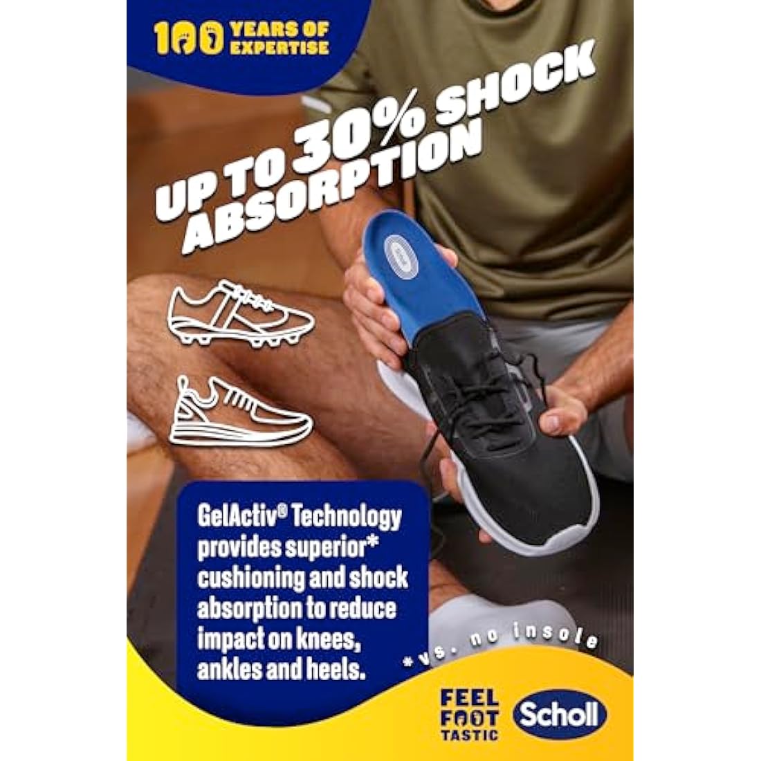 Scholl GelActiv Sport Insoles for Men | Shock Absorbing Gel – Sizes 7-12