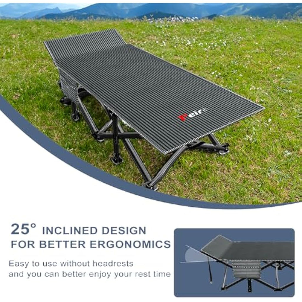 Peirhw Folding Camping Bed with Mattress | Heavy-Duty 200kg Guest Cot