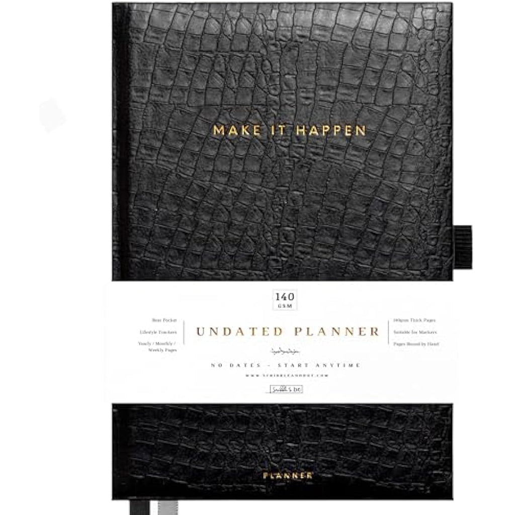 Scribble & Dot A5 Undated Weekly Planner - Croc Hardcover Notebook