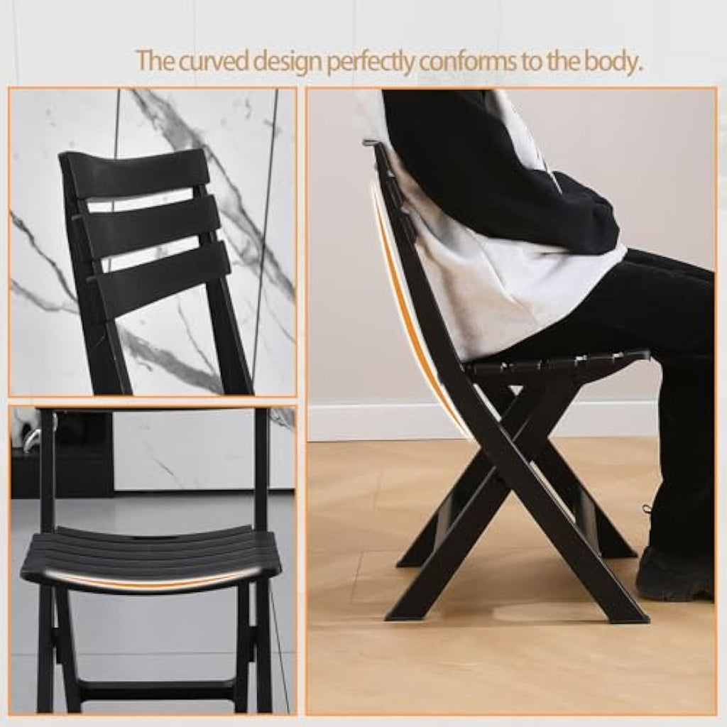 BOOSDEN Folding Plastic Chairs 4 Pack | Portable Outdoor Patio Seating