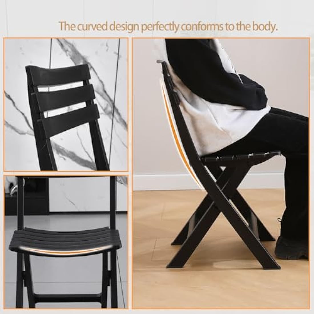 BOOSDEN Folding Plastic Chairs 4 Pack | Portable Outdoor Patio Seating