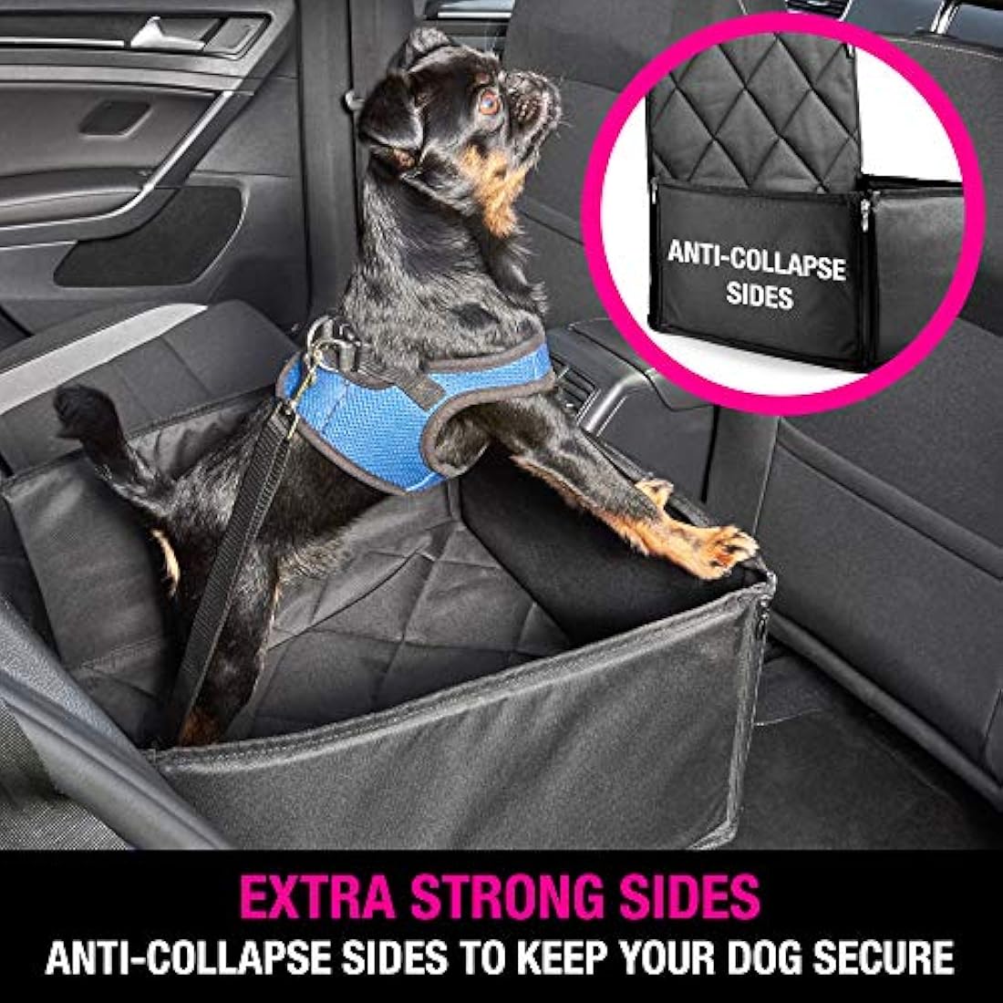 AHUKU Dog Car Seat – Waterproof Booster Seat with Padded Sides & Belt